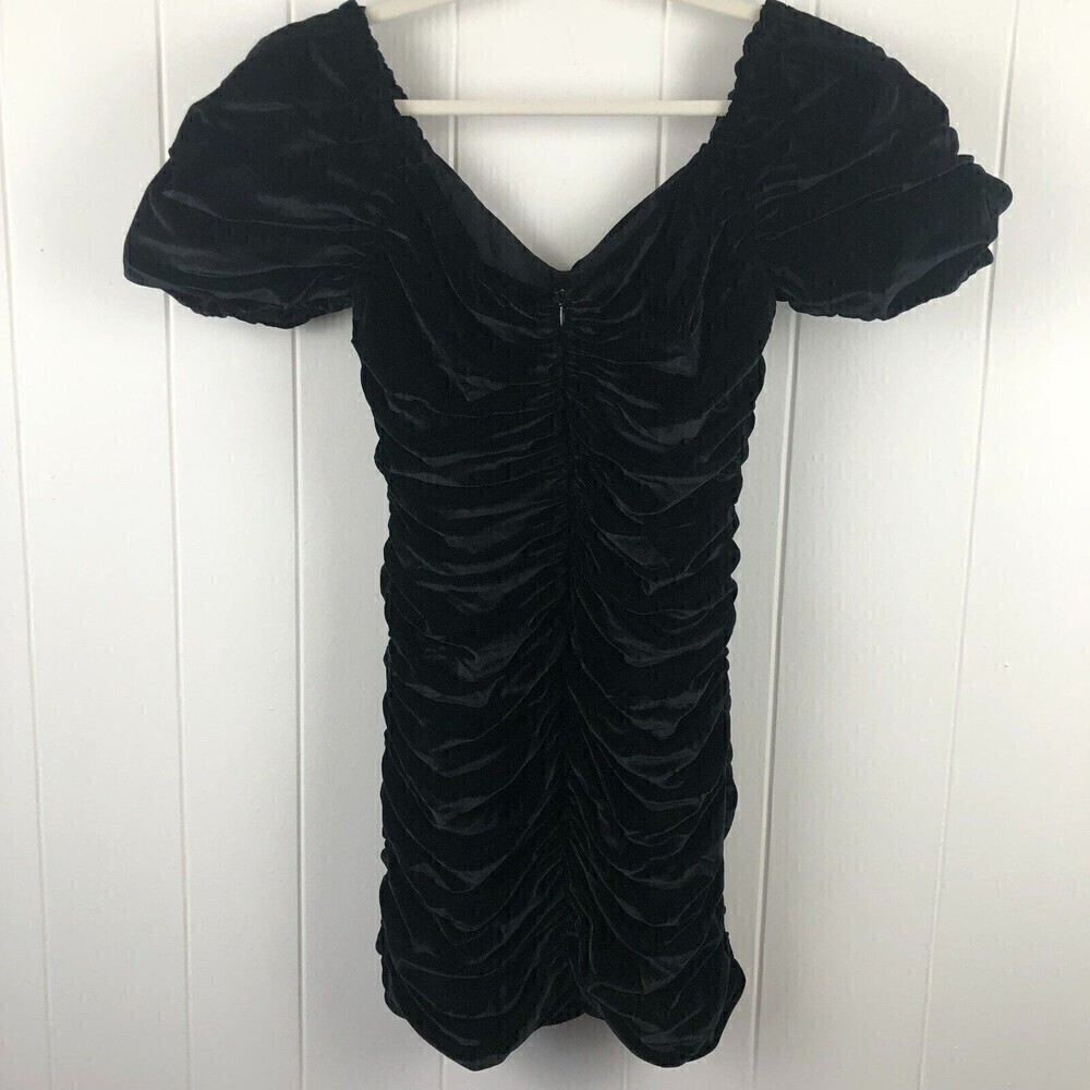 Anthropologie Hutch Womens Ruched Puff-Sleeved Mini Dress Size 8 - Picture 11 of 15